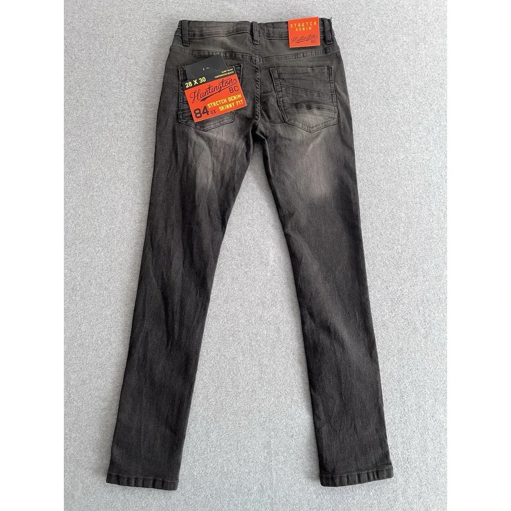 Huntington BC Jeans Mens 28x30 Skinny‎ Fit Stretch Denim Storm Black Surf Team